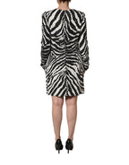 Dolce & Gabbana Black White Zebra Rhinestones Mini Dress