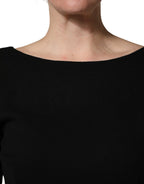 Dolce & Gabbana Black Wool Crepe Long Sleeves Midi Dress - Eljoys Fashion 