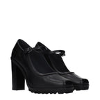 Max Mara black leather high heel pumps with pointed toes and sleek design, perfect for formal or stylish occasions.