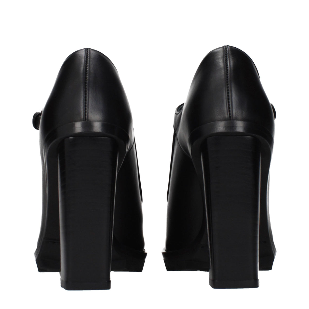 Black leather high heel pumps by Max Mara, featuring sleek design and pointed toes, ideal for elegant footwear.