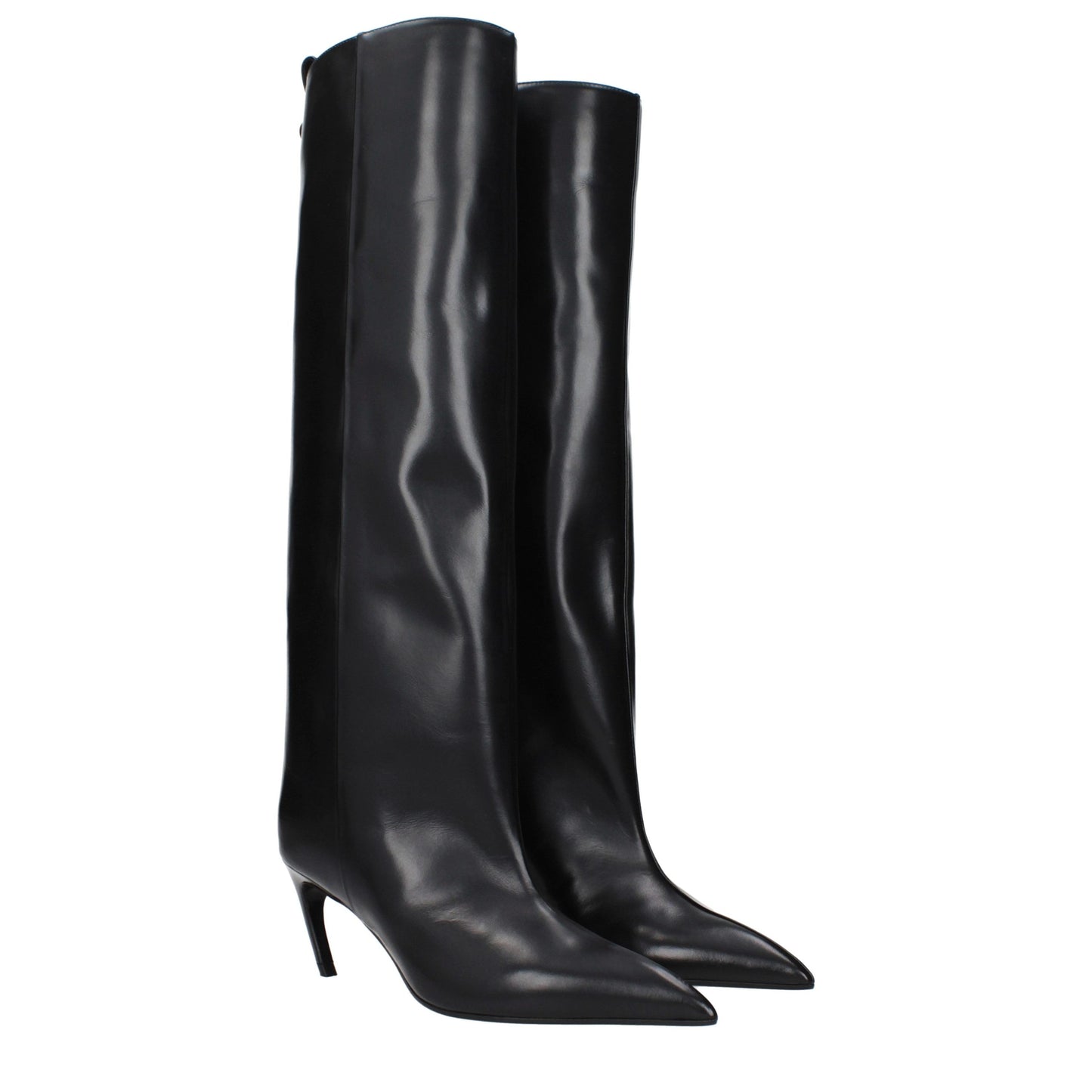 The Attico Black Leather High Heel Boots The Attico