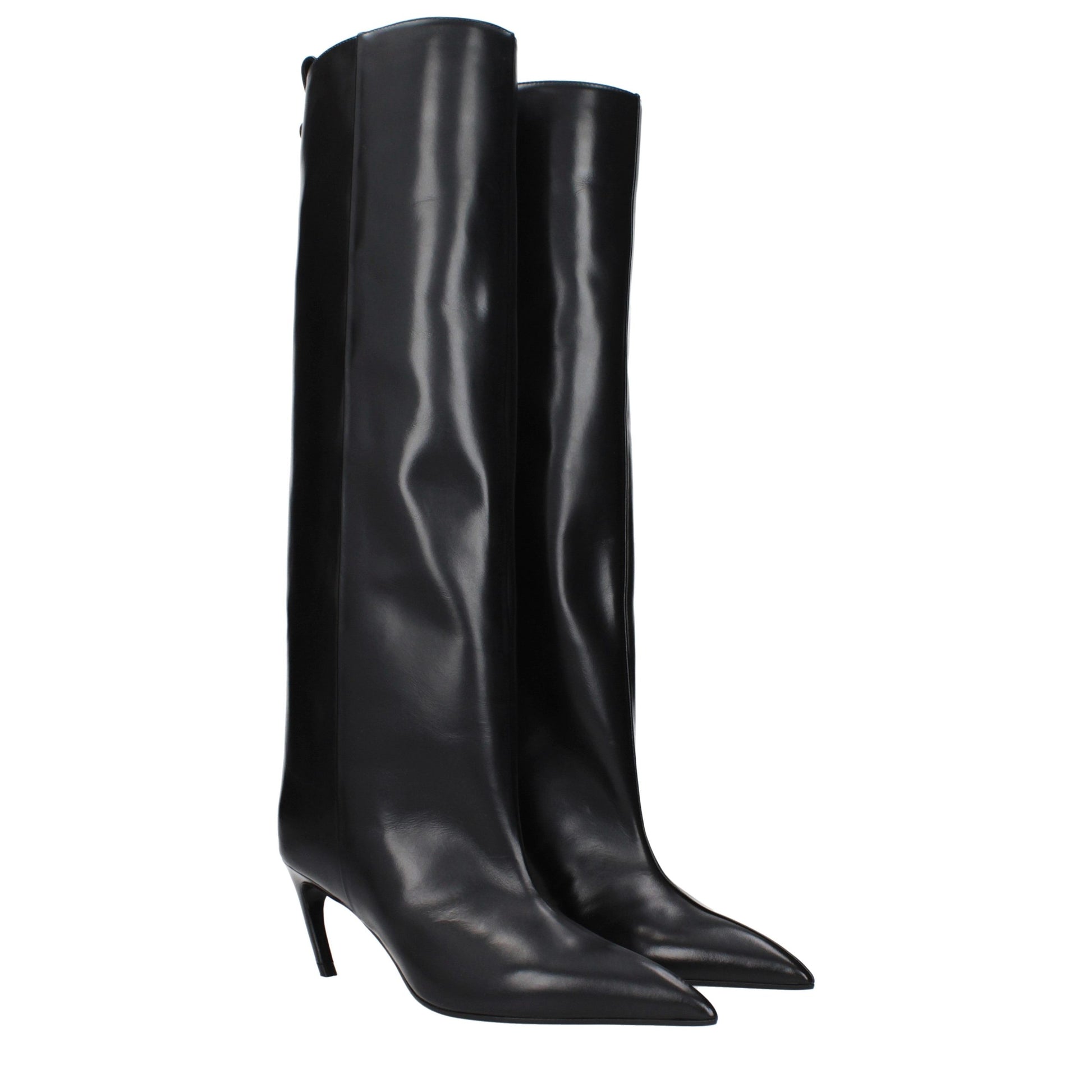 The Attico Black Leather High Heel Boots The Attico