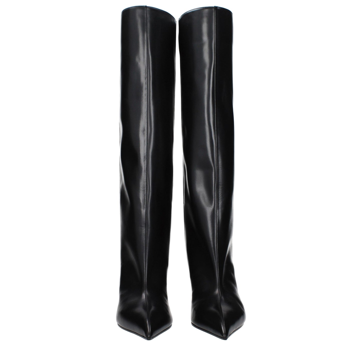 The Attico Black Leather High Heel Boots The Attico