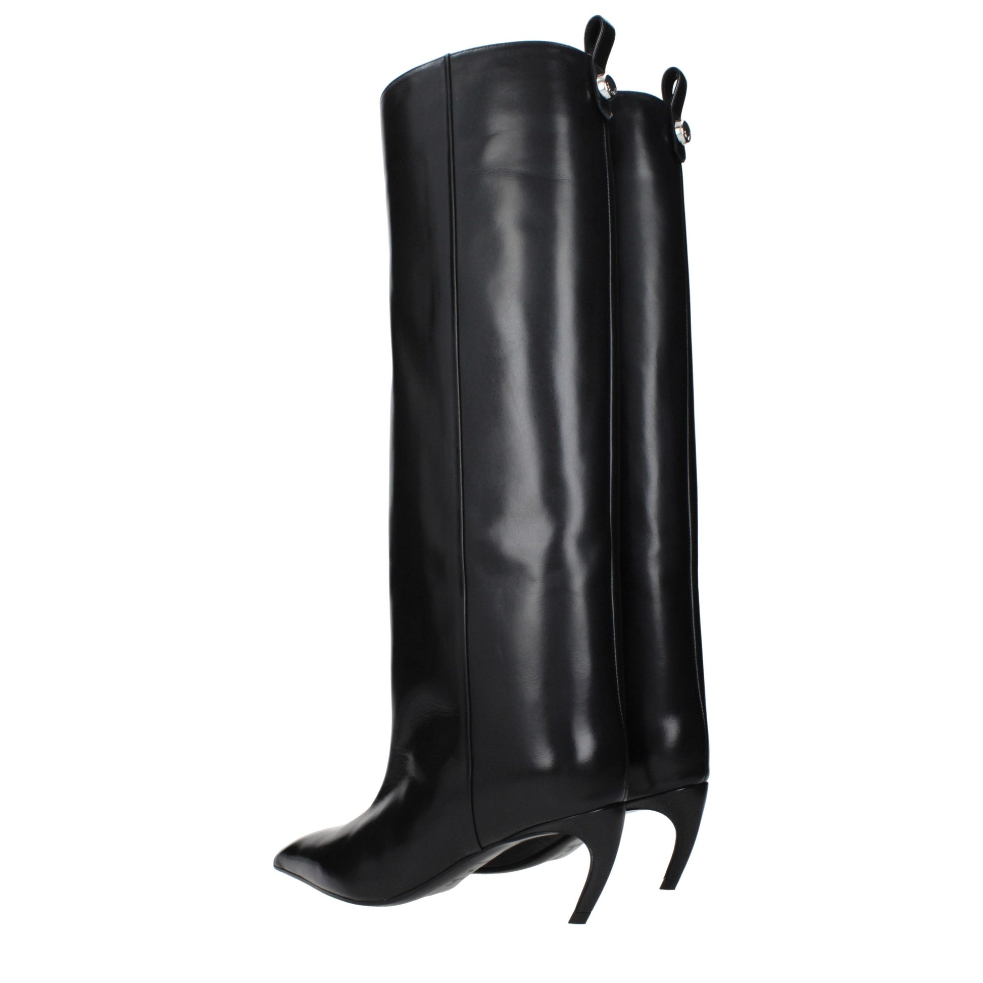 The Attico Black Leather High Heel Boots The Attico