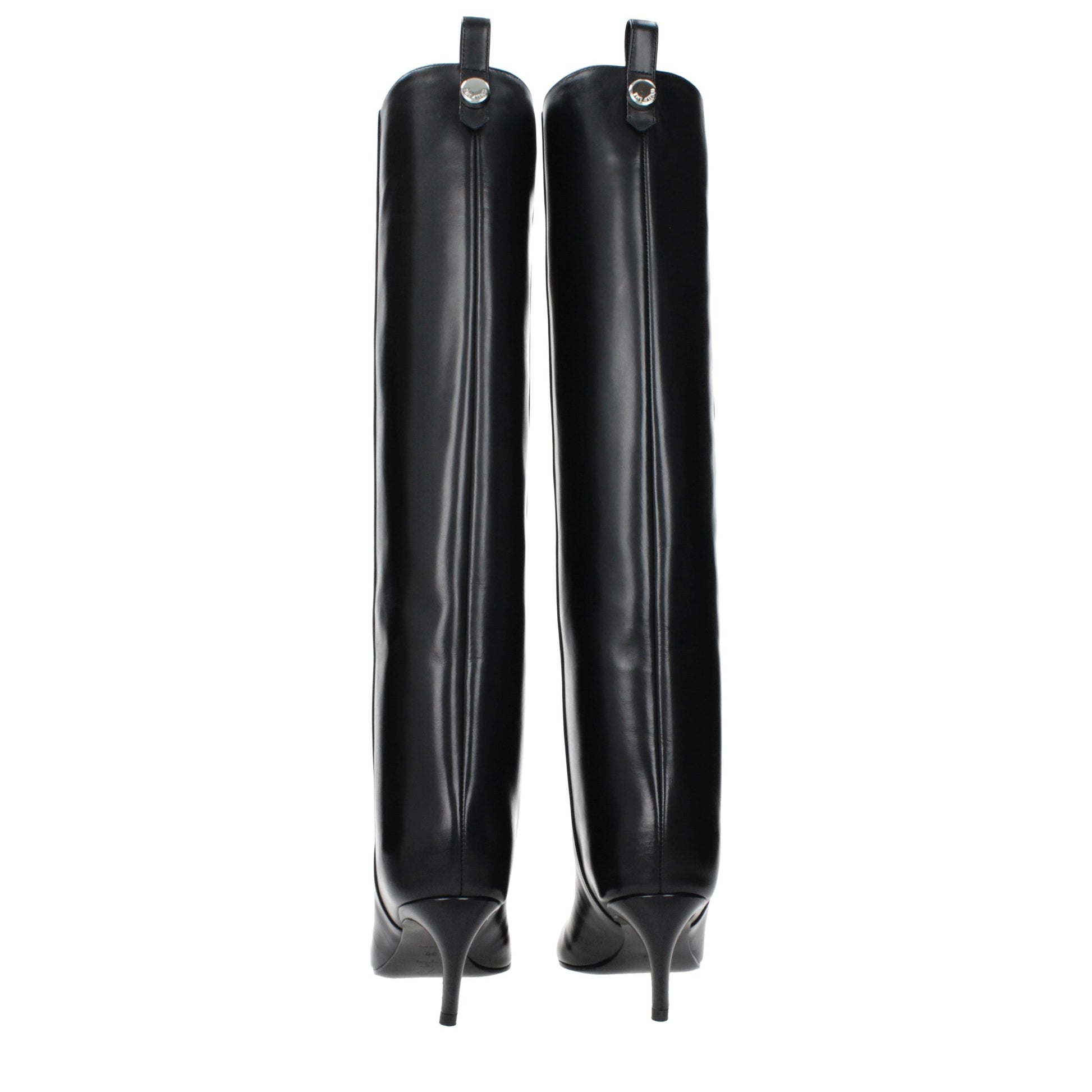 The Attico Black Leather High Heel Boots The Attico