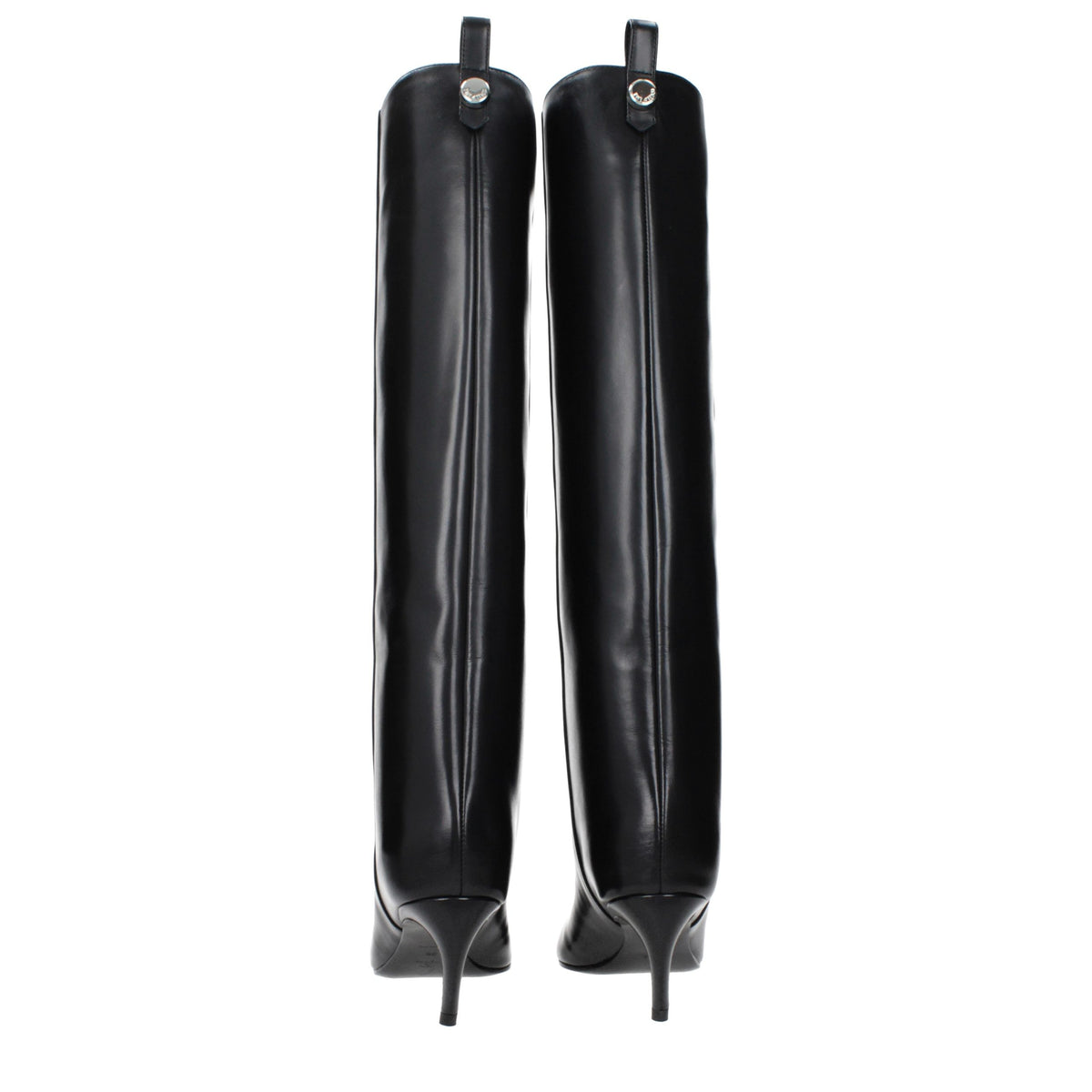 The Attico Black Leather High Heel Boots
