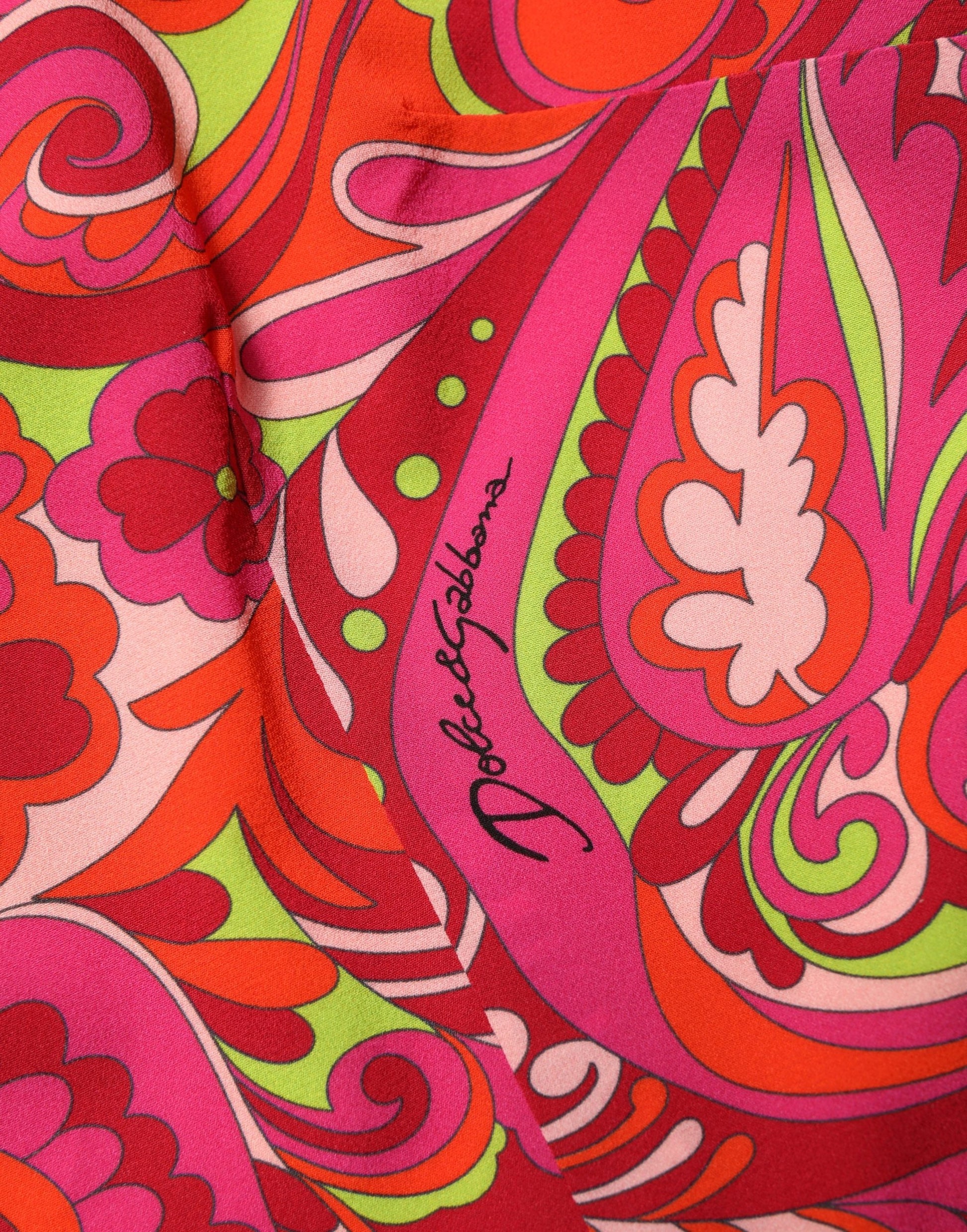 Dolce & Gabbana Red Paisley Floral Print Sheath Midi Dress Dolce & Gabbana