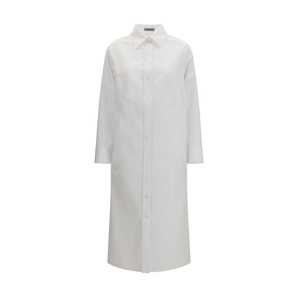 Balenciaga White Cotton Casual Dress Balenciaga