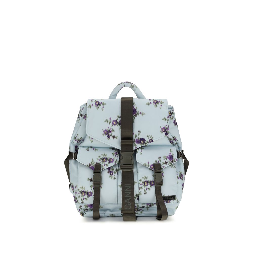 Ganni Blue Polyester Backpack Ganni