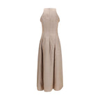 Brunello Cucinelli Beige Linen Casual Dress Brunello Cucinelli
