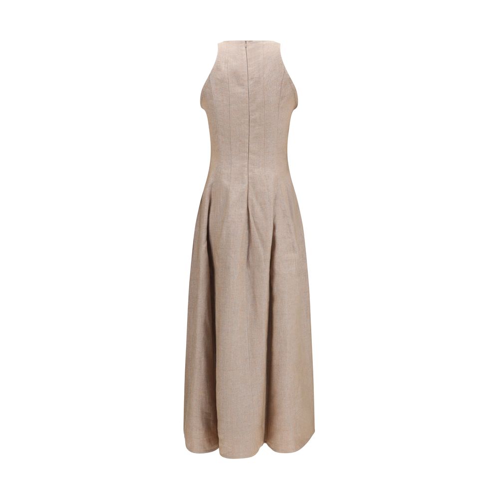 Brunello Cucinelli Beige Linen Casual Dress Brunello Cucinelli
