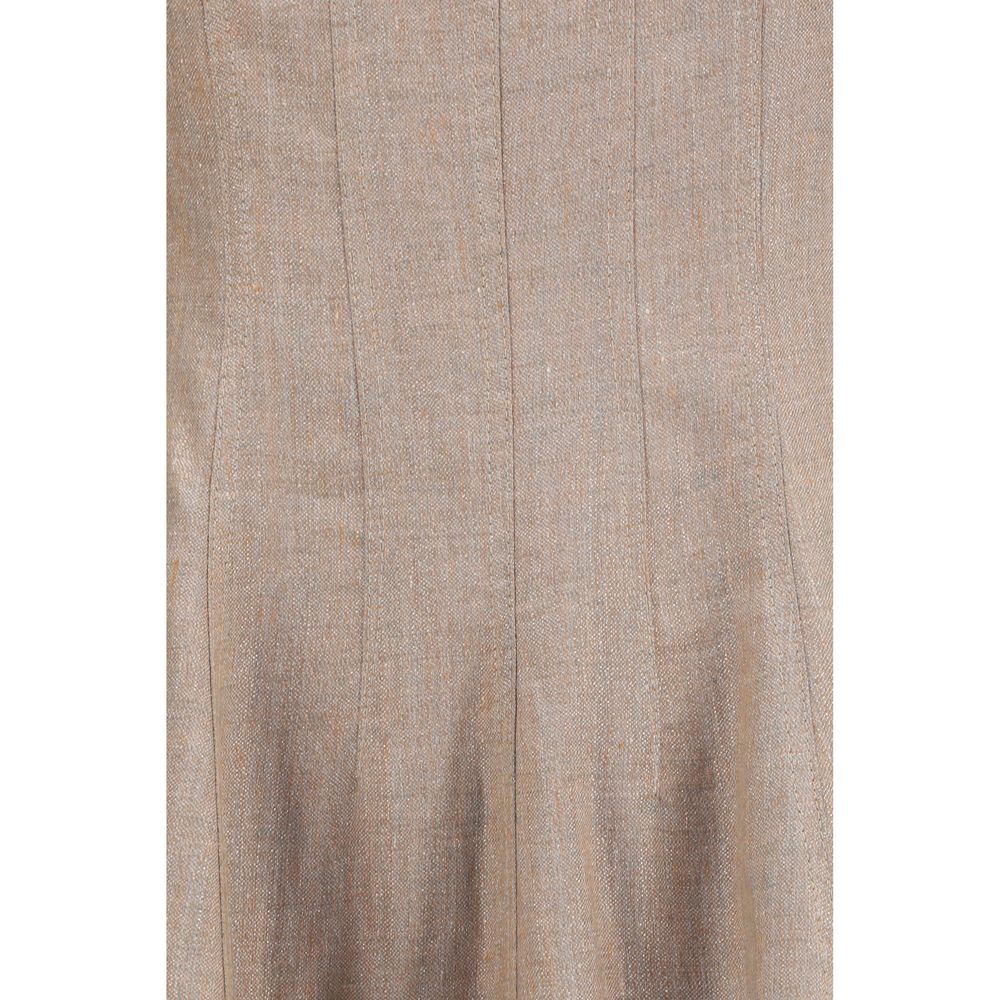 Brunello Cucinelli Beige Linen Casual Dress Brunello Cucinelli