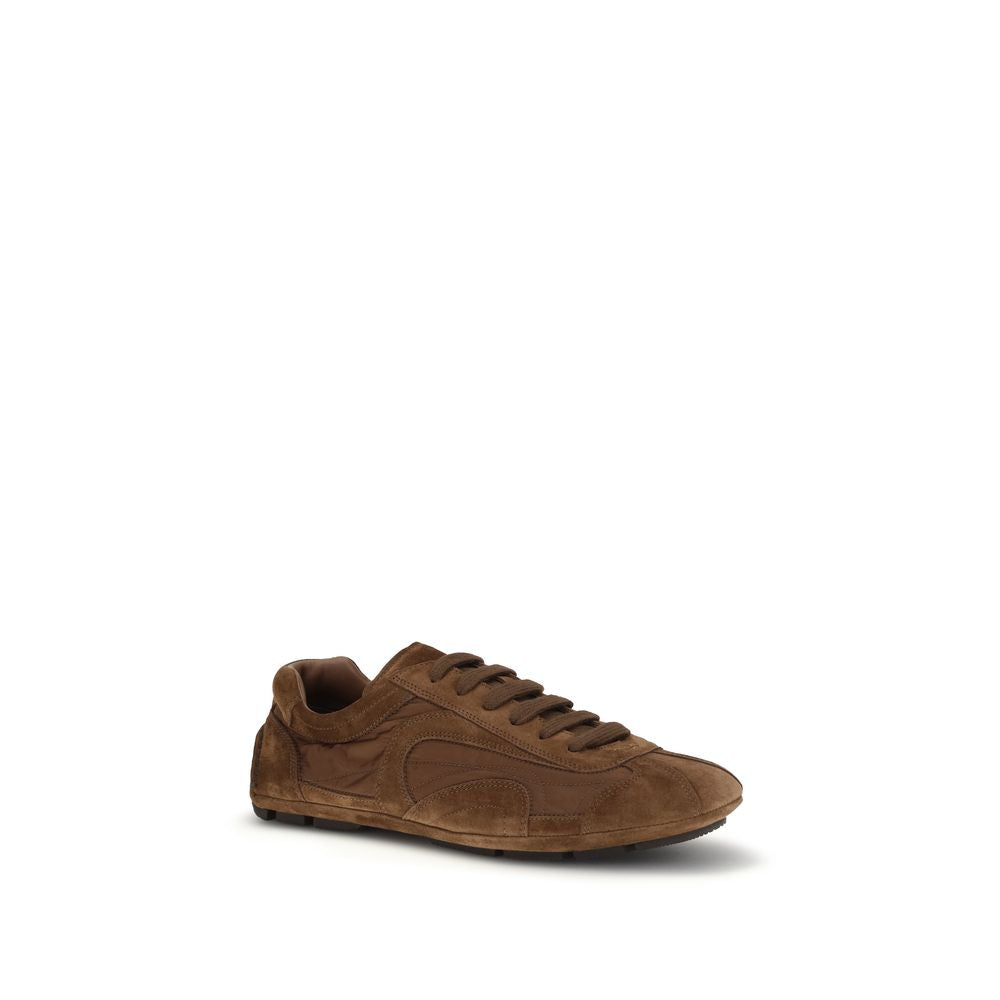 Prada Brown Calf Leather Bos Taurus Low Top Sneakers Prada