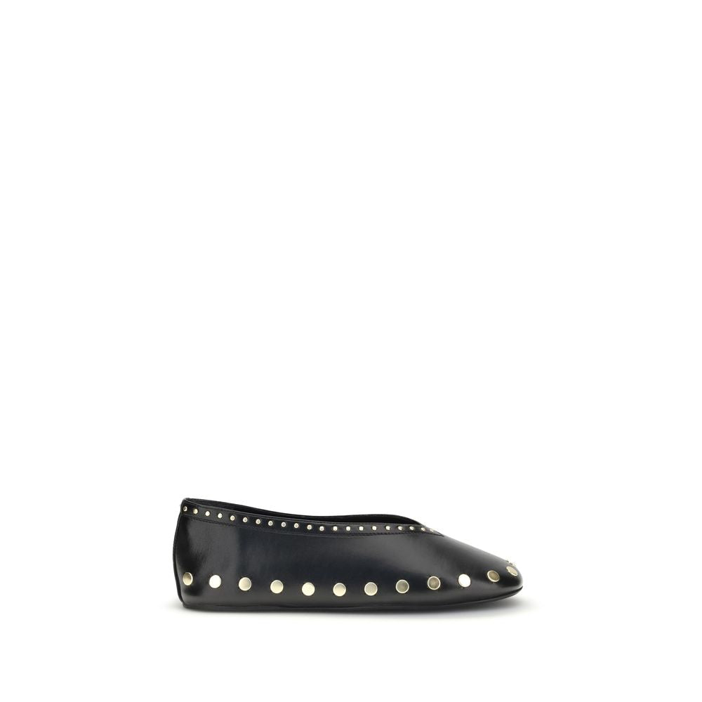 Ganni Black Polyurethane Ballet Flats Ganni