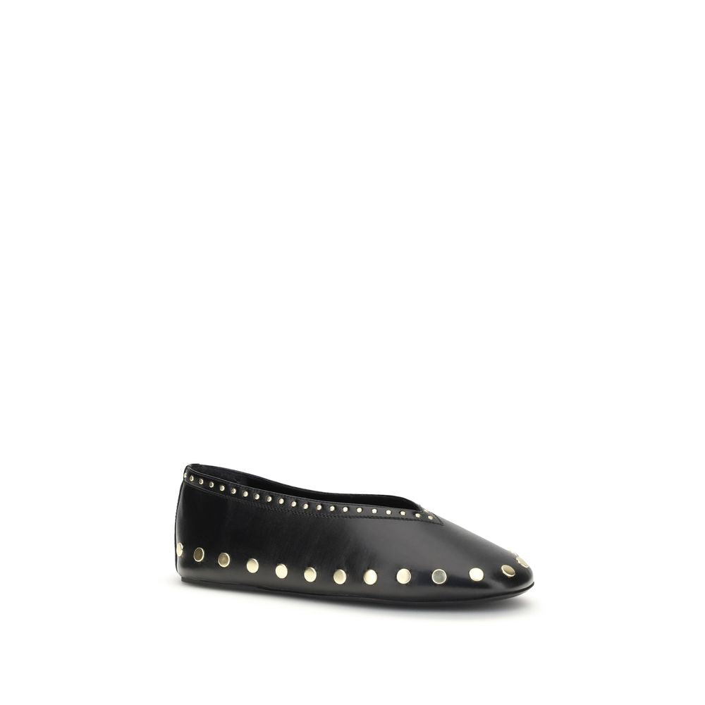 Ganni Black Polyurethane Ballet Flats Ganni