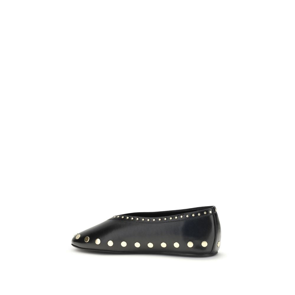 Ganni Black Polyurethane Ballet Flats Ganni