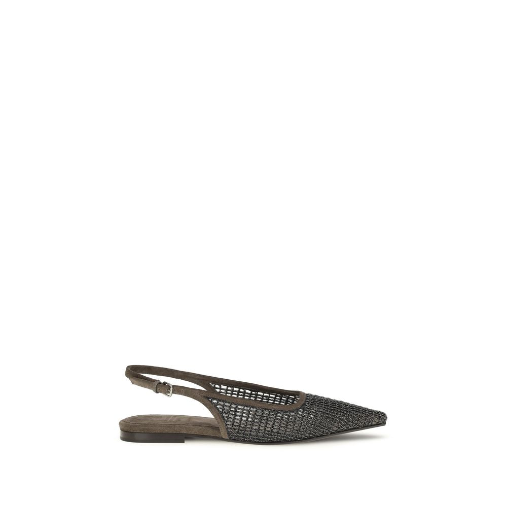 Brunello Cucinelli Brown Calf Leather Bos Taurus Ballet Flats Brunello Cucinelli