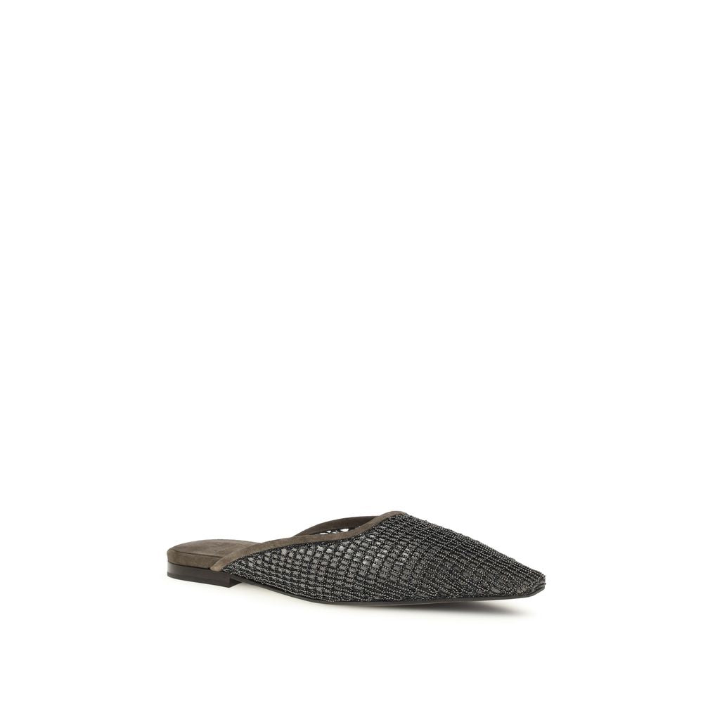 Brunello Cucinelli Brown Calf Leather Bos Taurus Ballet Flats Brunello Cucinelli