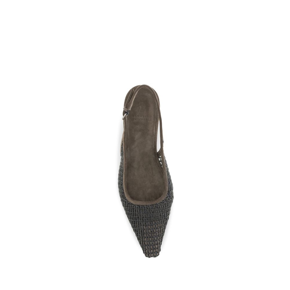 Brunello Cucinelli Brown Calf Leather Bos Taurus Ballet Flats Brunello Cucinelli