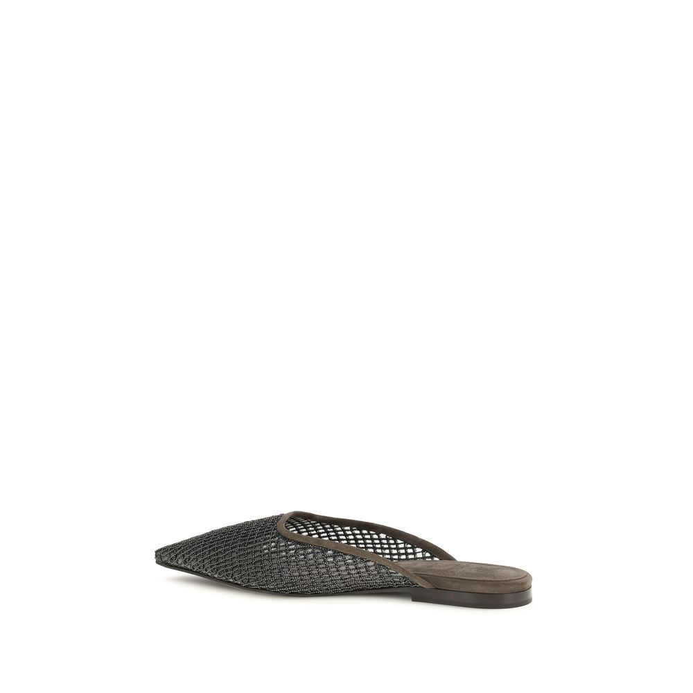 Brunello Cucinelli Brown Calf Leather Bos Taurus Ballet Flats Brunello Cucinelli