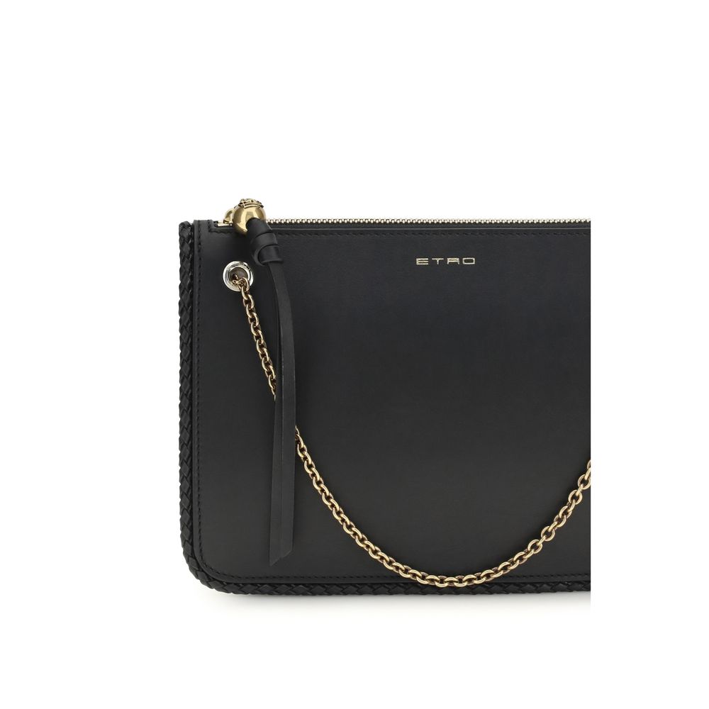Etro Black Calf Leather Bos Taurus Clutch Bag Etro