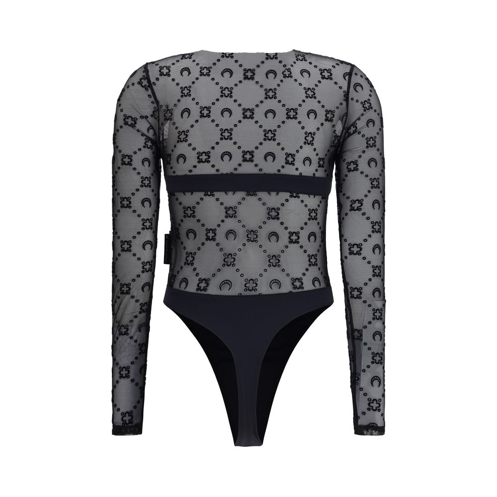 Marine Serre Black Polyamide Bodysuit Marine Serre