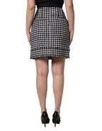 Dolce & Gabbana Black White Houndstooth HighWaist Mini Skirt - Eljoys Fashion 