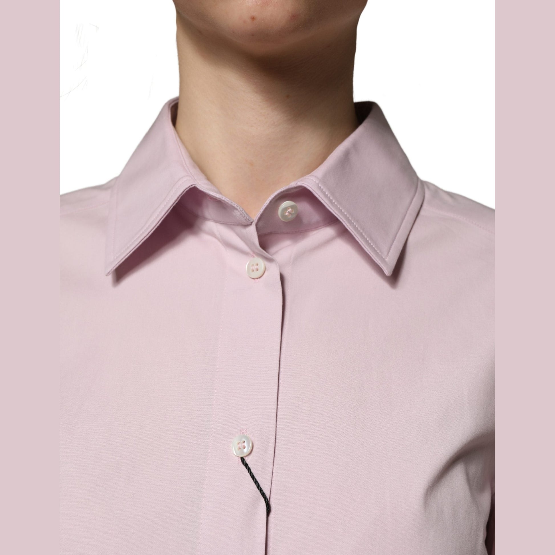 Dolce & Gabbana Pink Cotton Long Sleeves Collared Shirt Top