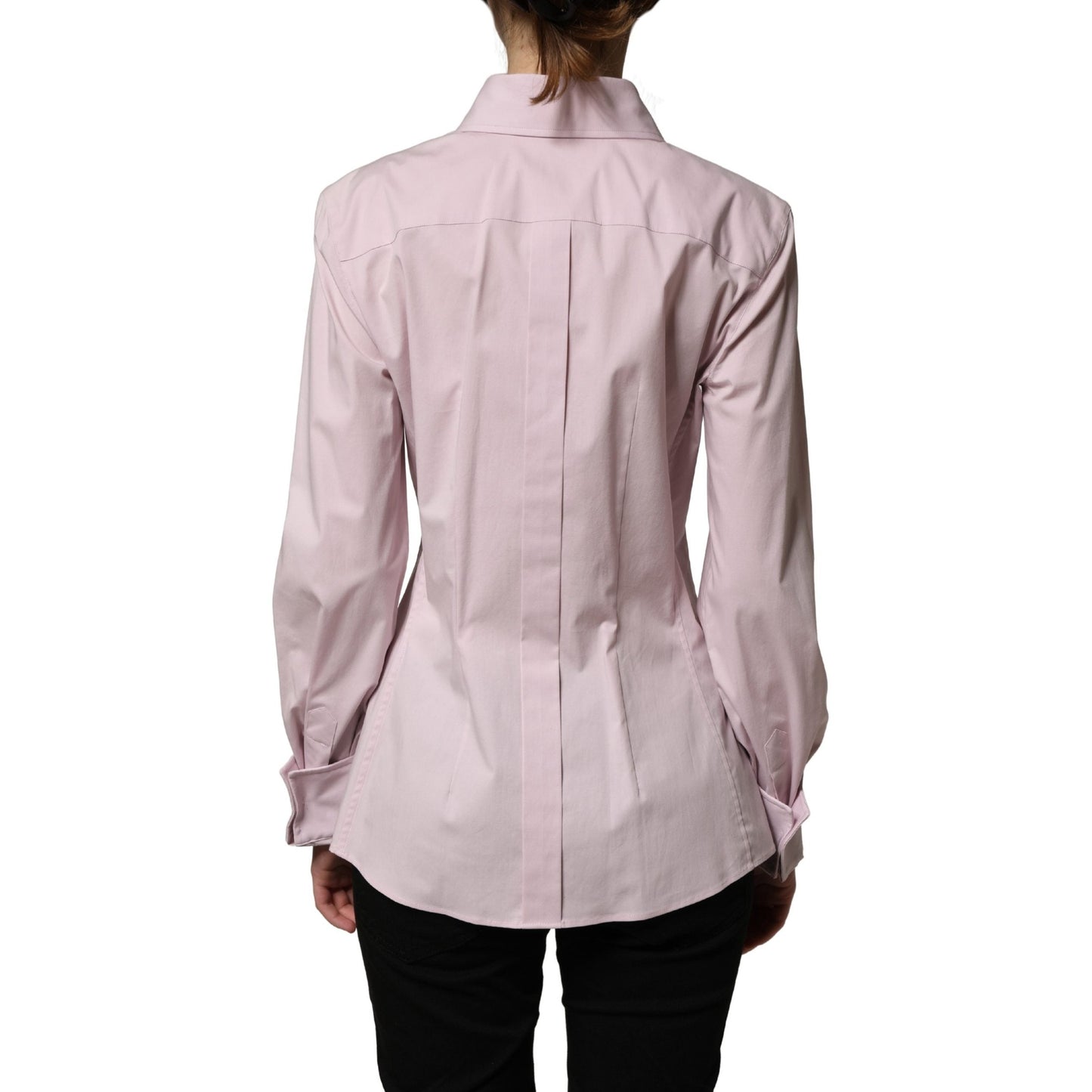 Dolce & Gabbana Pink Cotton Long Sleeves Collared Shirt Top
