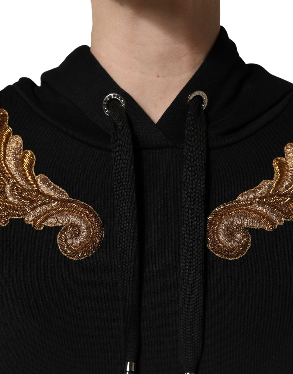 Dolce & Gabbana Black Embroidered Tassel Hooded Sweatshirt Sweater - Eljoys Fashion 