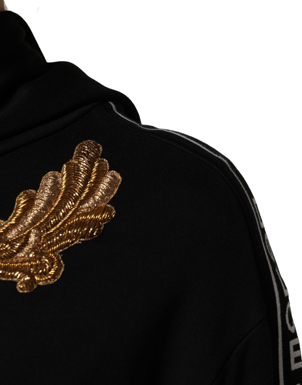 Dolce & Gabbana Black Embroidered Tassel Hooded Sweatshirt Sweater - Eljoys Fashion 
