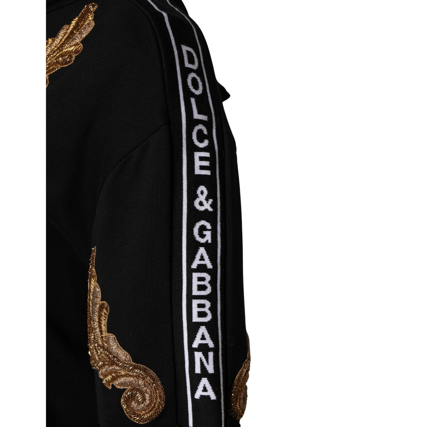 Dolce & Gabbana Black Embroidered Tassel Hooded Sweatshirt Sweater