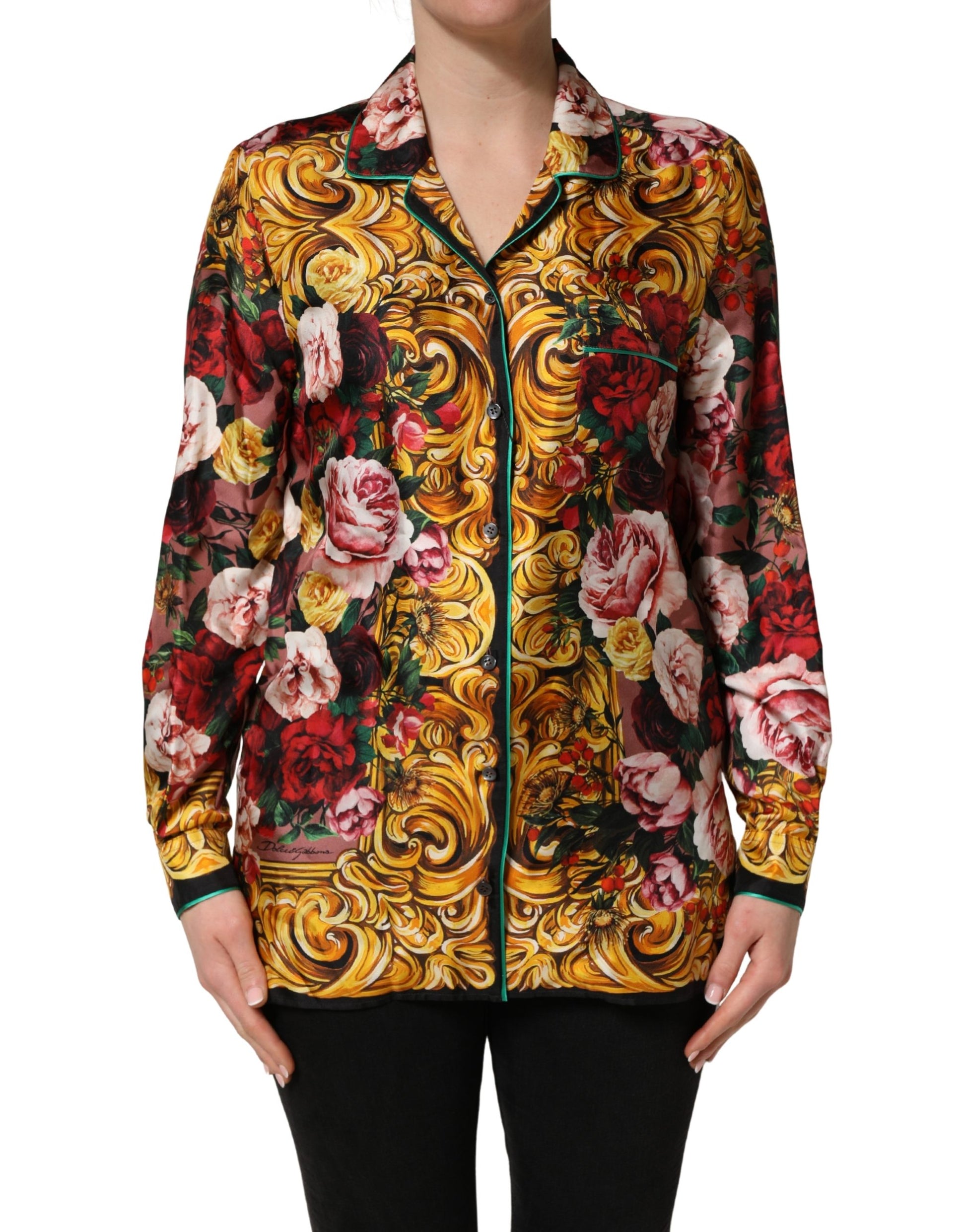 Dolce & Gabbana Multicolor Floral Long Sleeves Button Down Shirt Top Dolce & Gabbana