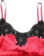 Dolce & Gabbana Red Silk Lace Trim Camisole Sleeveless Tank Top