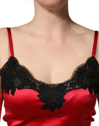 Dolce & Gabbana Red Silk Lace Trim Camisole Sleeveless Tank Top