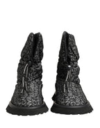 Dolce & Gabbana Black Logo Print Lace Up Snow Boots Shoes