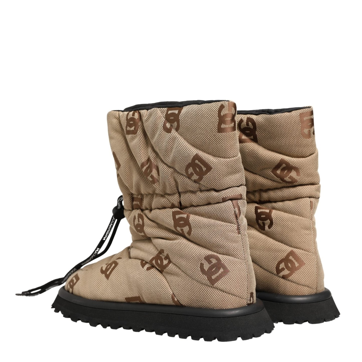 Dolce & Gabbana Brown Logo Print Lace Up Snow Boots Shoes