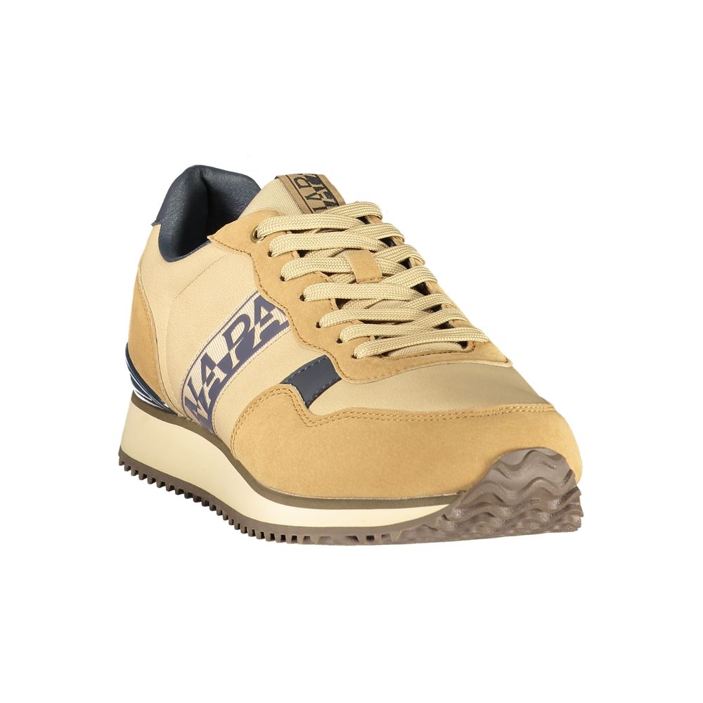 Brown Napapijri men's fabric sneaker with laces and sporty design, featuring a casual style and textured sole.