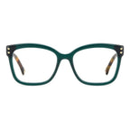 Carolina Herrera turquoise acetate glasses frames with sleek design and clear lenses, stylish eyewear accessory.