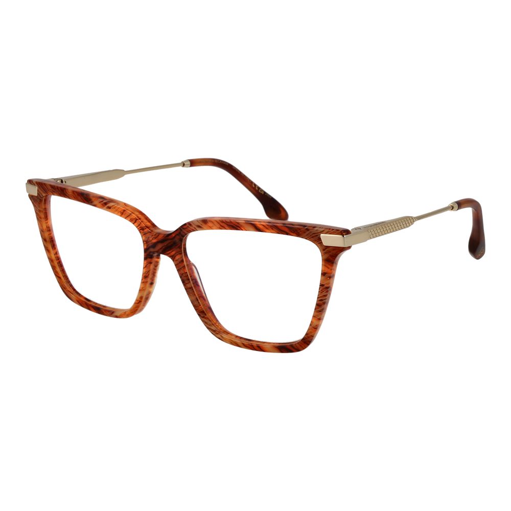 Victoria Beckham orange metal and plastic glasses frames, stylish and modern eyewear with sleek design and vibrant color.