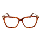 Victoria Beckham orange metal and plastic eyeglass frames with clear lenses, stylish and modern design.