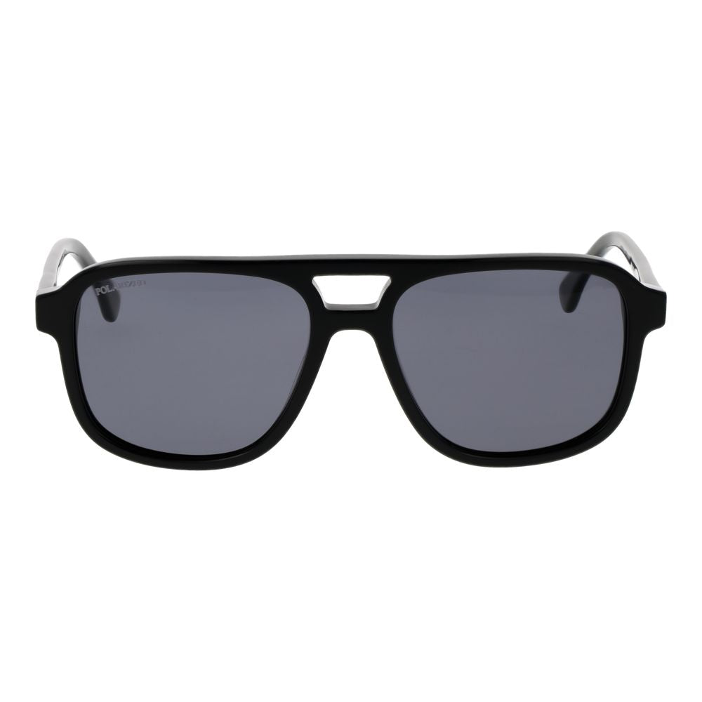 Replay black acetate sunglasses with rounded frames and dark lenses, stylish eyewear for a modern look.