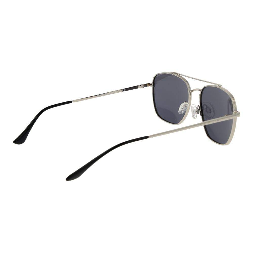 Replay silver metal sunglasses with sleek frame and dark tinted lenses, stylish accessory for sun protection and fashion.