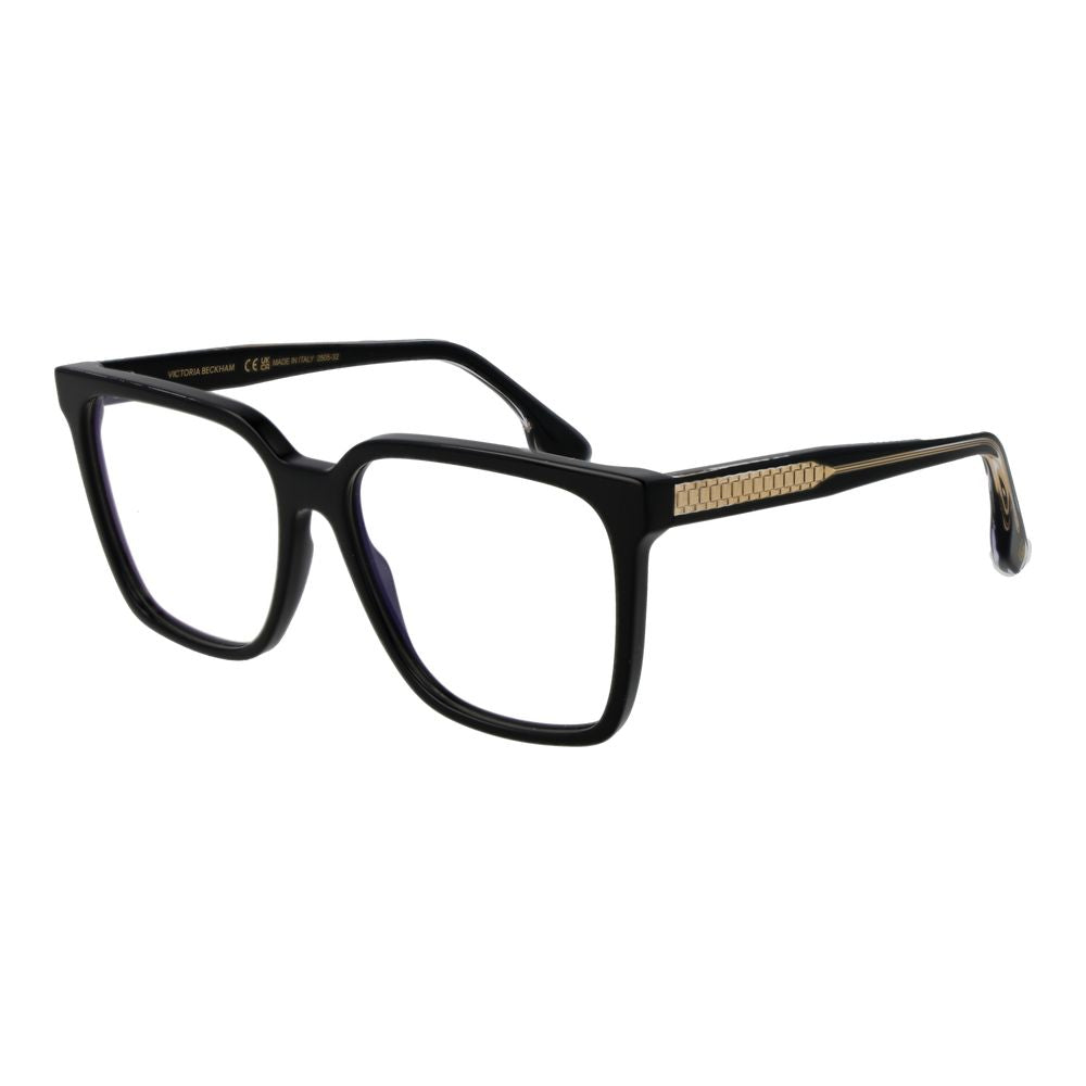 Victoria Beckham black acetate glasses frames with sleek design and clear lenses, stylish eyewear for everyday wear.