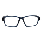 Adidas blue plastic eyeglass frames with a sleek design, featuring lightweight construction and modern style.