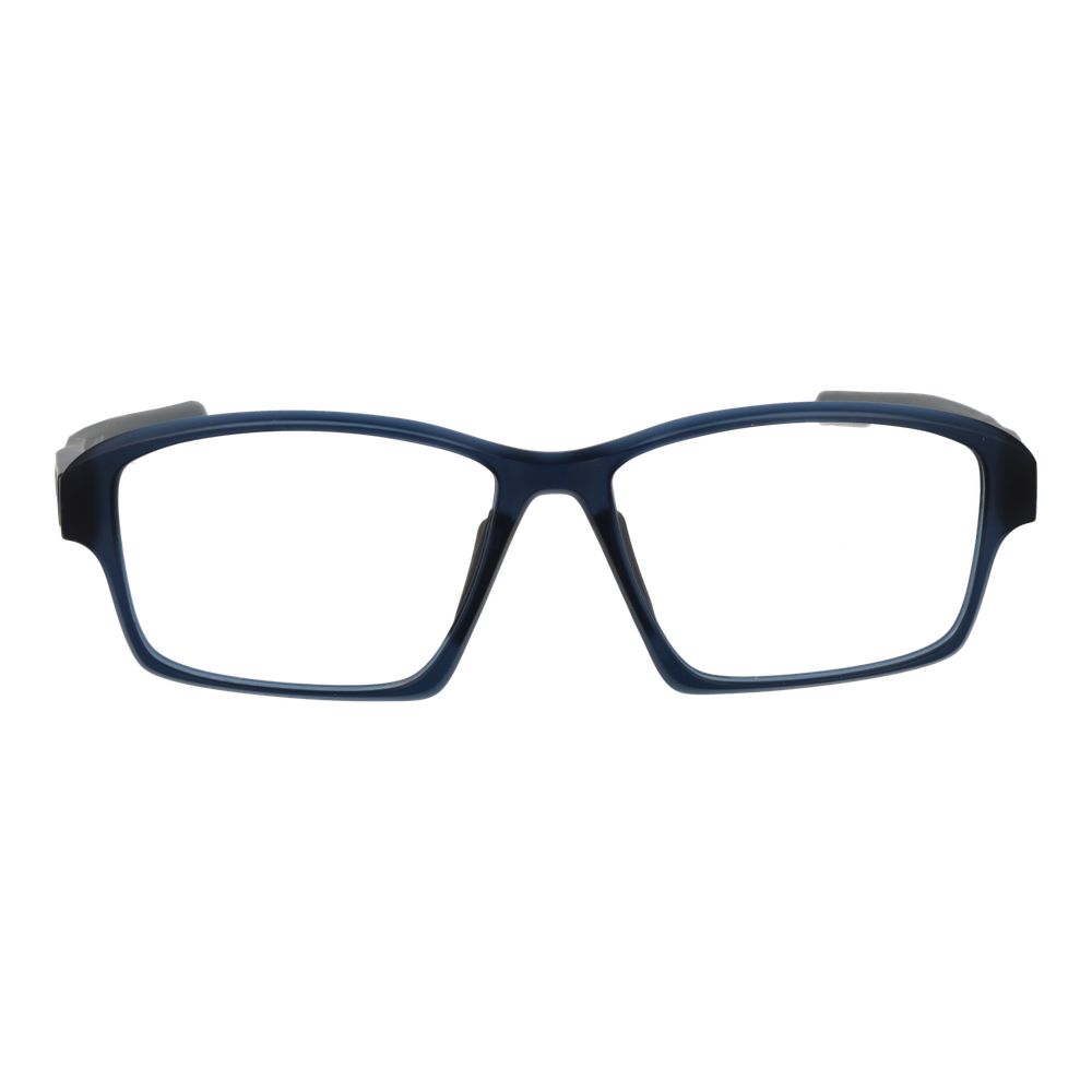 Adidas blue plastic eyeglass frames with a sleek design, featuring lightweight construction and modern style.