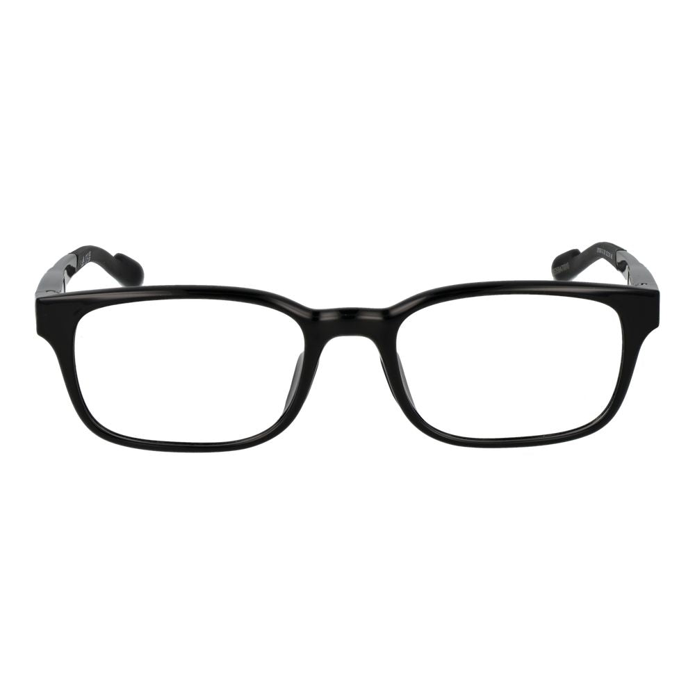 Adidas black plastic eyeglass frames with sleek design and modern style, suitable for everyday wear and fashion.