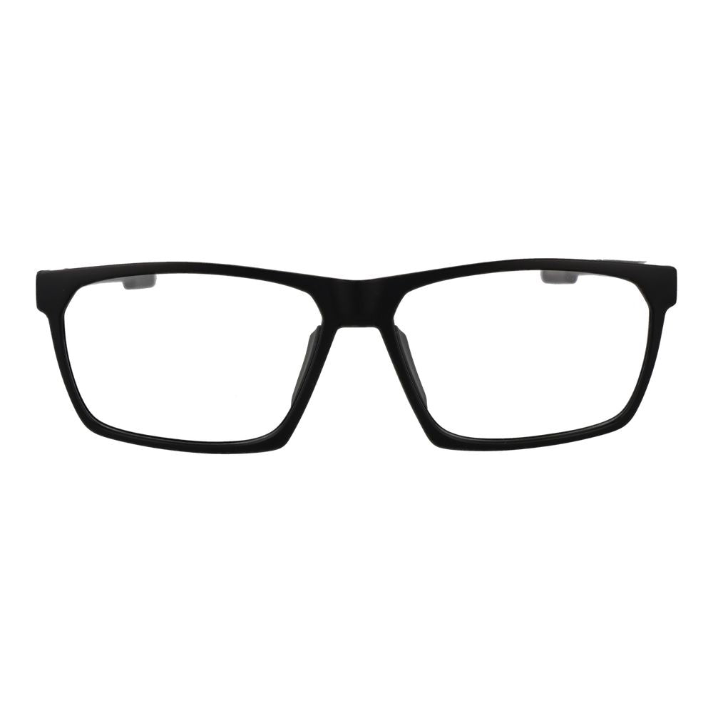 Adidas black plastic glasses frames with sleek design and rounded lenses, showcasing modern eyewear style.