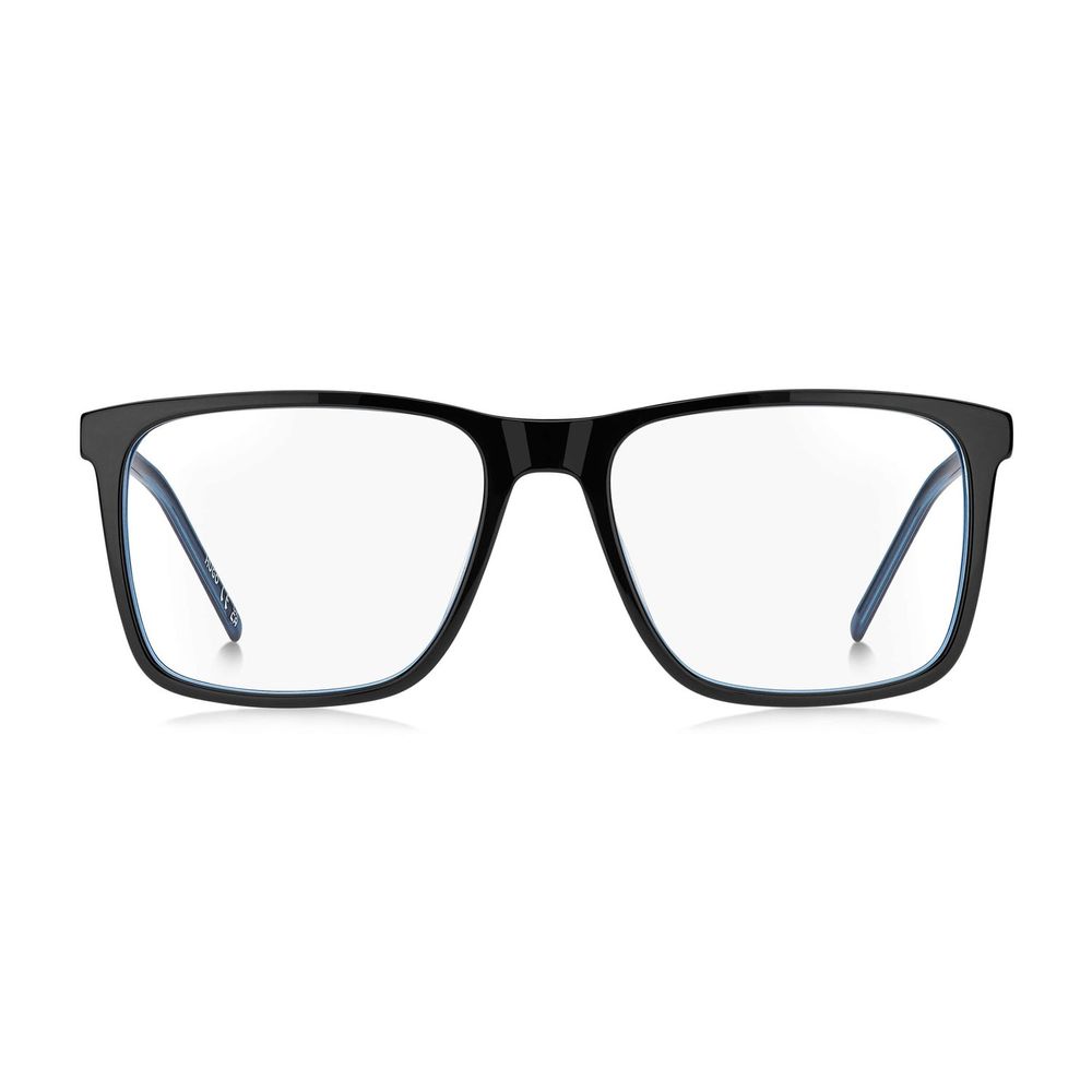 Hugo Boss bicolor acetate glasses frames with sleek design and modern style, featuring bold color accents and clear lenses.