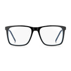Hugo Boss bicolor acetate glasses frames with sleek design and modern style, featuring bold color accents and clear lenses.